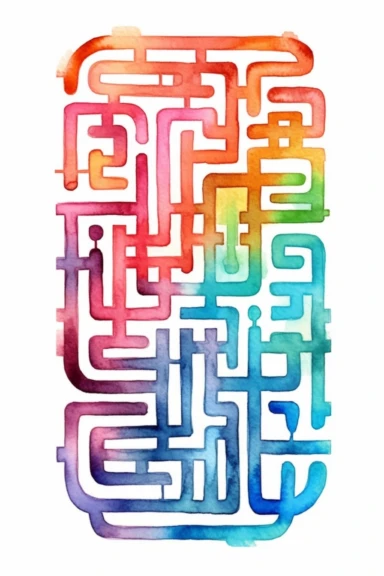 maze watercolor clipart cute isolated on white background