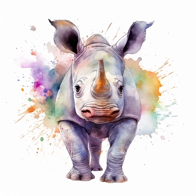 baby rino, full body ,watercolor, ultra detailed, clipart design graphic, vector, contour, 32k