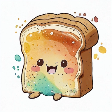 a cute cartoon toast bread. Watercolor painting style. Illustration clipart