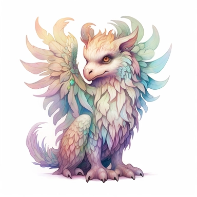 cute griffin, clipart, intense white and deep pastel colors, dnd, watercolor, no background, isolated on a white background, self contained, well defined edges, by amy sol and magali villeneuve and susan bourdet and ross tran, spaced out, glowy, intricate, 8k