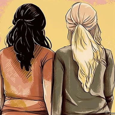 clipart of adult best friends, friends forever, back facing, fashionable, closeup