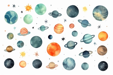 water color constellation clipart, hd, white background, spaced out