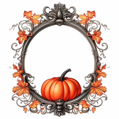 victorian Halloween frame, clipart style, color pencil technique, super high quality, high resolution on a white background