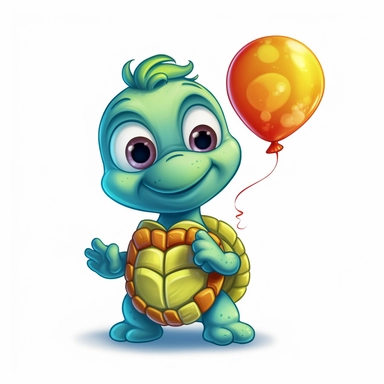 Design an irresistibly cute and playful cartoon turtle clipart that exudes charm and brings joy to all who encounter it. Create a lovable turtle character that captures hearts with its adorable features and expressive facial expressions. Imagine the turtle engaged in exciting and playful activities, such as sliding down a rainbow, balancing on a beach ball, or wearing sunglasses while surfing on a wave. Portray the turtle with a vibrant color palette and dynamic poses that convey its energetic n
