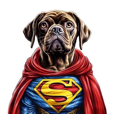 dog dressed as a super hero in the style of comic book superhero by Mark Brooks, clipart
