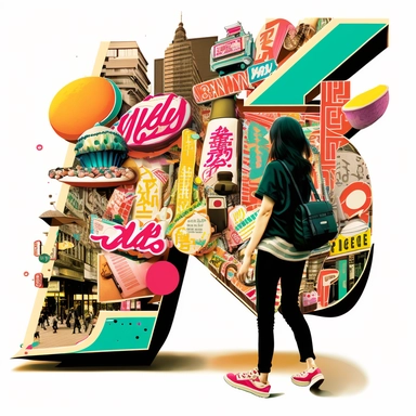 Creative graphic design, design, Jpop culture, Geek on in Akihabara, collage, clipart, graphic, illustrations, 16K