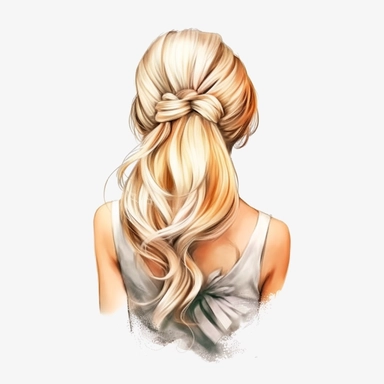 watercolour beautiful blonde wig on wig stand in realistic elegant wedding hairstyle back facing ,build a family style clip art illustrated clip art graphics , PNG image,transparent background ,ultra highly detailed, 18k, sharp focus, bright photo with vibrant colours, digitally enhanced,photographic, enhanced graphics, png format, straight, sharp focus, bright lighting, intricate detailed png image ,high definition,300dpi,graphic clipart,computer graphics