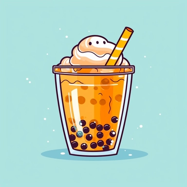 bubble tea with cheese foam clipart, vector style