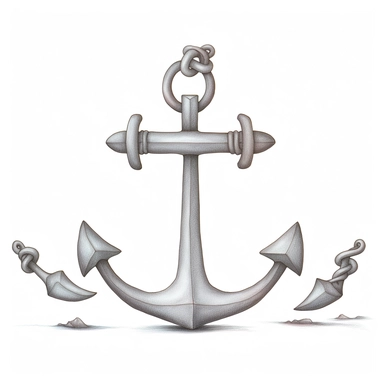 2 medieval anchors heavy 150 kg Clipart watercolor without details minimalist, white background,