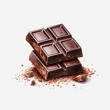 dark chocolate bar, single object, hight qualtiy, realistic watercolor illustration, Sublimation Clipart,hyper realistic, intricate detail, illustration style,high solution,on the white background