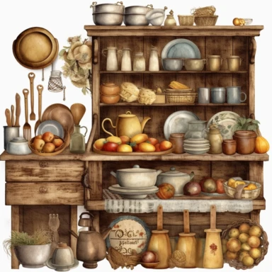 Country kitchen items, clipart