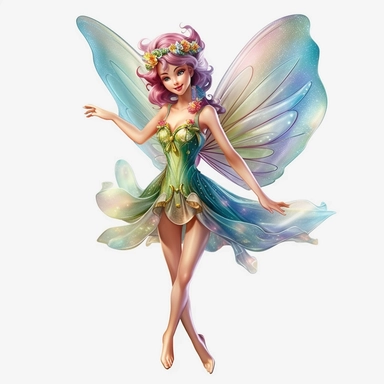 Watercolour animated whimsical beautiful Disney inspired beautiful tinker fairy with iridescent wings perfect legs and feet Disney inspired tinker fairy beautifully detailed perfect facial features ultra highly detailed, 18k, sharp focus, bright photo with rich colours digitally enhanced, enhanced graphics, straight, sharp focus, bright lighting, intricate detailed png image ,high definition,300dpi,graphic clipart,computer graphics