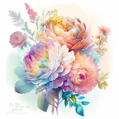 soft colorful neon pastel colored floral arrangement clipart, soft and subtle, colorful neon fairy pastel colors watercolor style, fawncore, plain white background, colorful neon pastel roses peonies gerberas tulips, excellent depth of shading in soft watercolor style, neon pastel colorful soft watercolor artwork, plain white background for transparent editing