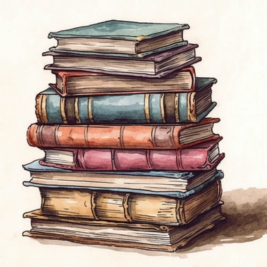 vintage book stack watercolor illustration clipart, detailed, hd, black outline, white background, watercolor, digital art