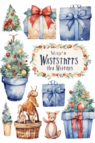 water color clipart christmas bundle