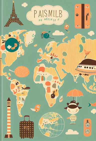 Cute Travel the world pattern, Clipart,by Dr. Seuss ，Blush and bashful background, illustration art