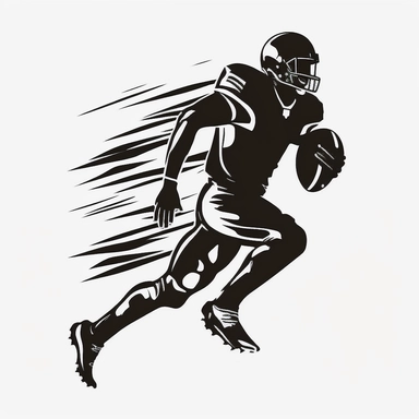 american football clipart, black and white, flat, minimalist