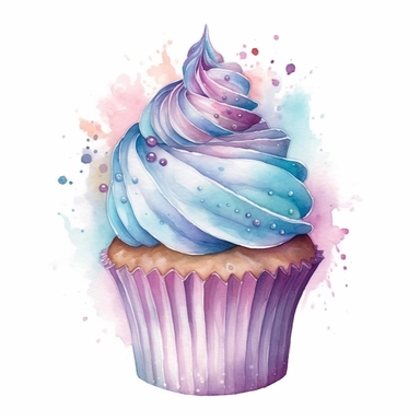 whimsical watercolour clip art individual silver coloured cupcake - Image #3 <@1098423716465102849>