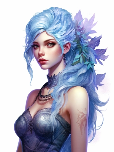 avatar character,blue and purple, clipart png, realistic, digital painting, WHITE BACKGROUND, fantasy style, realistic, painting, watercolor, 8k, ultra details,