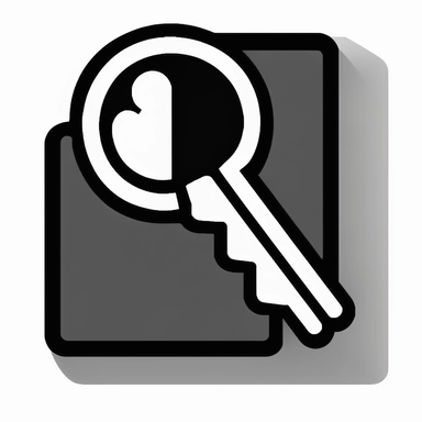 user access icon, key, black and white, clipart style