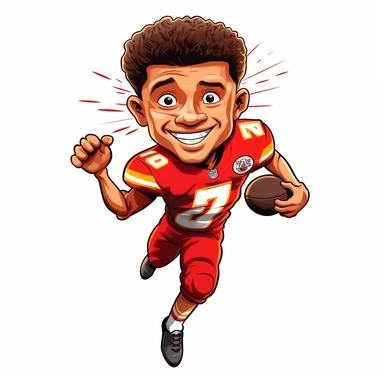 cartoon patrick mahomes playing american football clipart