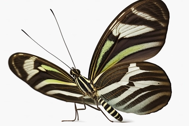 Zebra Longwing Butterfly half side, clipart, hd, on white background, spaced out