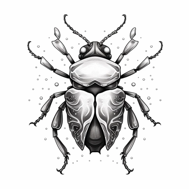 bug black and white clipart, clean lines