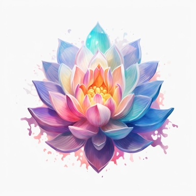 lotus flower, clipart, intense white and deep pastel colors, dnd, watercolor, no background, isolated on a white background, self contained, well defined edges, by amy sol and magali villeneuve and susan bourdet and ross tran, spaced out, glowy, intricate, 8k