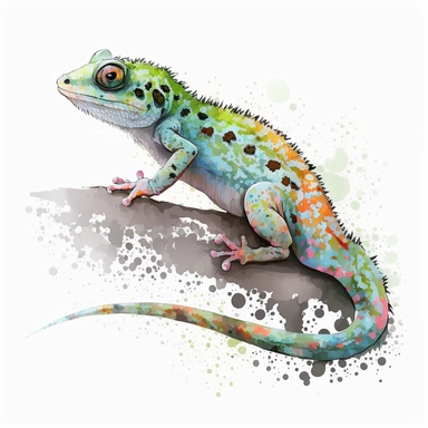 gecko, watercolor, clipart, 2d, vector, sticker, cartoon, cute, themed, hd, 8k, 200 dpi