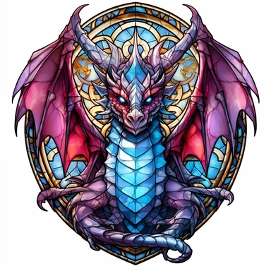 clipart on white background, stained glass dragon, i cant believe how beautiful this is, fantasycore, dragoncore