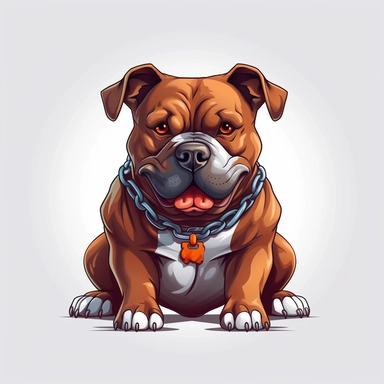 AMERICAN BULLY CLIPART, CARTOON, VECTOR, STRONG DOG, MUSCLE, AMERICAN BULLY MINI, EXOTIC BULLY, color dog chocolate and white ASPHALT, ULTRA RESOLUTION , 4k, high resolution, 3d