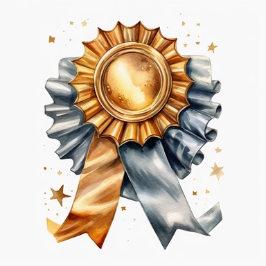 a award, clipart, realistic, detailed, gold watercolor