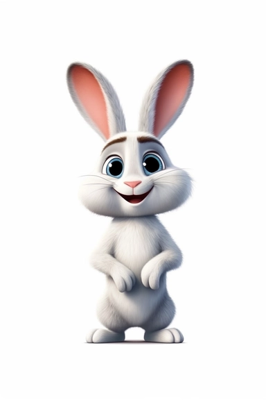 pixar Rabbit clipart, simple line art, color image, isolated on white background, full body, stroke line art, 8k