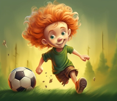 clipart of a little boy playing soccer, in the style of animated gifs, ambitious, commission for, green and amber, folk/naïve:, ron english, donald pass