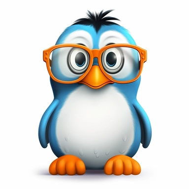 cartoon penguin with glasses on white background clipart v5