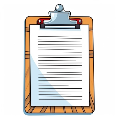 clipboard clip art vector, simple, thick cartoon lines, white background