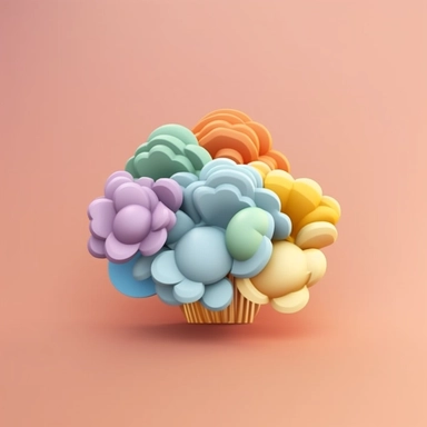 colour 3D cloud clipart, in the style of modern color palettes, cute and dreamy, heavy shading, colorful storytelling, modern style, colour flower background