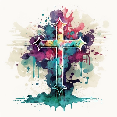 artistic water color style christian cross clip art