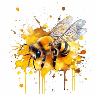 Watercolor Honeybee on a field full of flowers. Clipart Bundle.Everything is full of colourful flowers with green,red,yellow.Summer Clipart. Watercolor flower digital Graphics. Honey Bees, Honey Jar, Honey Drips.watercolor honey bee Clipart. Spring Garden honey dripping from honeycomb. Fantasy,white background. Black and white ink. solution HD : : ultrarealistic,Leica M6 camera with a Leica 50mm f/2 Summicron lens Fujifilm Pro 400H, set the ISO to 400, shutter speed to 1/125, and aperture to f/2
