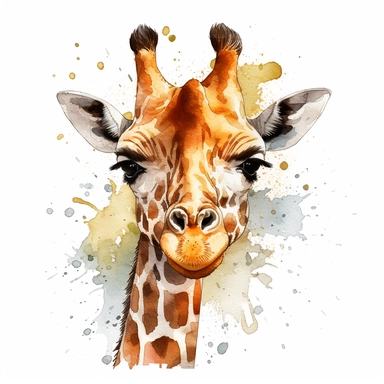 a Giraffe clipart, original hand drawing, watercolor, understated and flawless for t shirt and cup printing, happy cute smily , transparent background, realistic painting, portrait without writing, style of the artwork, mood of the artwork, vector, contour, white background, 8K quality, ultra detailed, without signature and without meaningless lines, clipart, white background, High Quality, no writting background, no writting, ultra detailed, no symbol, 0g, watercolor, without logo and emblem