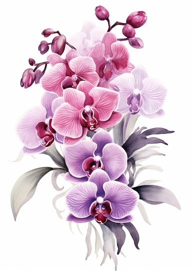 In the midst of your design journey, it's time to create eye-catching orchid clipart that will add a touch of sophistication to the corners of invitations. Your task is to develop a versatile orchid clipart design, isolated on a clear white background. Consider the lines, shapes, and intricate details that make orchids unique. Embrace your artistic style, whether it's whimsical, realistic, or minimalist, and create a set of clipart elements that capture the essence of these enchanting flowers. S