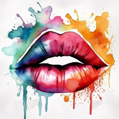 Single Watercolor Distress Kiss Lips Sublimation Clipart
