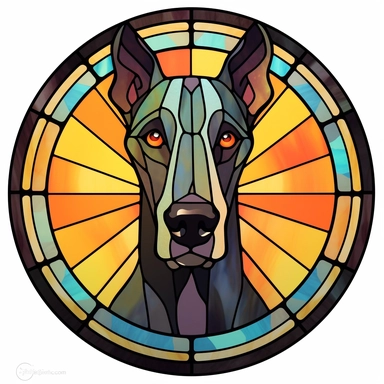 Stained Glass Great Dane Dog circle Clipart