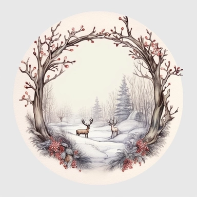 stunning christmas frame made of snowy branches , beautiful Christmas clipart, soft faded colors, beautiful watercolor art by Marjolein Bastin, Thomas Kinkade, Carl Larsson, Norman Rockwell, Susan Wheeler