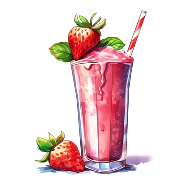 one clipart Strawberry smoothie on a white background, in the style of wlop, southern countryside, collage-oriented, sterling silver highlights, colorful caricature, emotionally-charged brushstrokes, hyper-realistic animal illustrations, no watermark, text, words, paintbrush, 300 DPI, typography, the images do not stick together, no text in the picture