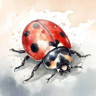 a Cute Lady Bug watercolor Clipart sublimation clipart graphic, full body, clipart, sticker, a single picture, cartoon style, highly detailed, 8k, one image in the frame--no text in the picture--