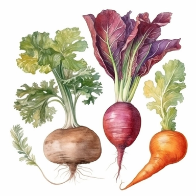 vegetables, cabbage, carrot, beet, pumpkin clipart on a white background, all items are isolated from each other on a white background, watercolor illustration Beatrix Potter, high quality, photorealistic highly detailed watercolor painting