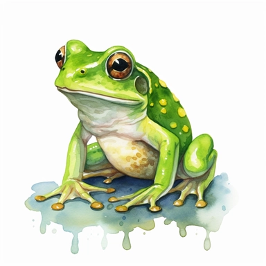 a Watercolor Green Frog Clipart