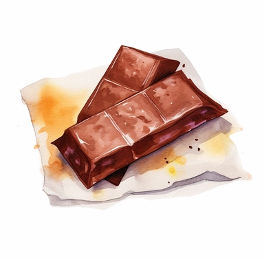 Chocolate Bar Wrapper: Create custom wrappers for chocolate bars with this clipart, ideal for personalized gifts and branding watercolor realistic illustration graphic design vector white background high details painting drawing