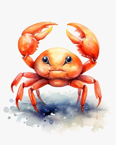 watercolor cute baby crab clipart high quality